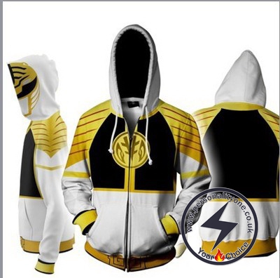 Power Rangers White Zip Up Hoodie Jacket